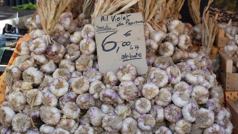 French market garlic stall