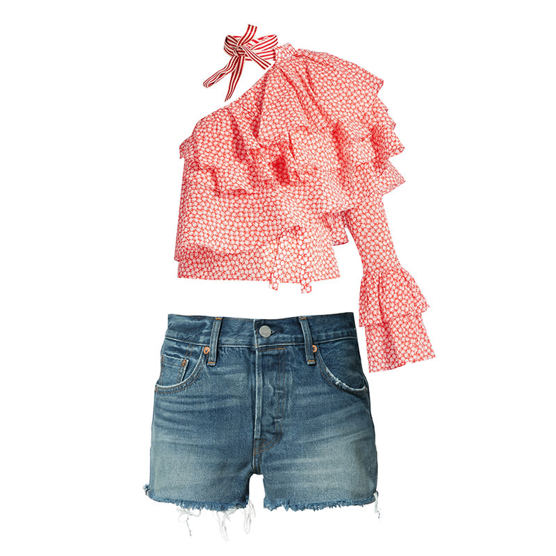 One-Sleeve Ruffles + Classic Cutoffs