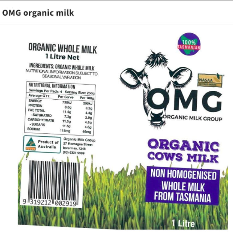 Organic Milk Group is conducting a recall of the above product, with the best before date of 04/02/2019. Source: Product Safety Australia