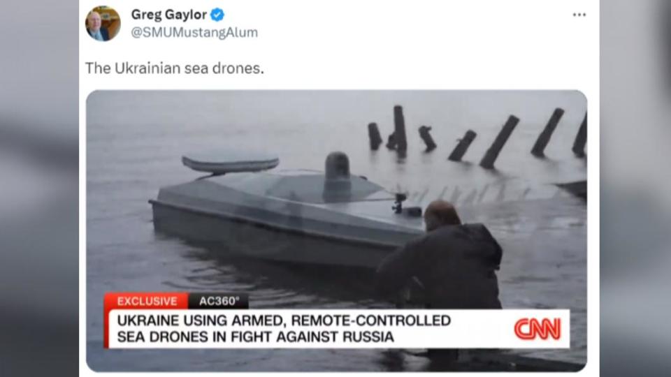 烏克蘭神風無人艇屢屢在黑海攻擊俄軍艦艇和基地，立下不少戰功。（圖／翻攝自推特）