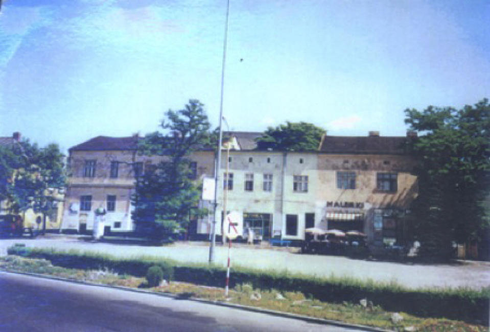 This undated photo provided by Bronia Brandman shows the family home of Holocaust survivor Bronia Brandman in the Market Square of Jaworzno, Poland. Seventy-five years after the liberation of Auschwitz, telling her story is the driving force of Brandman’s life. (Bronia Brandman via AP)