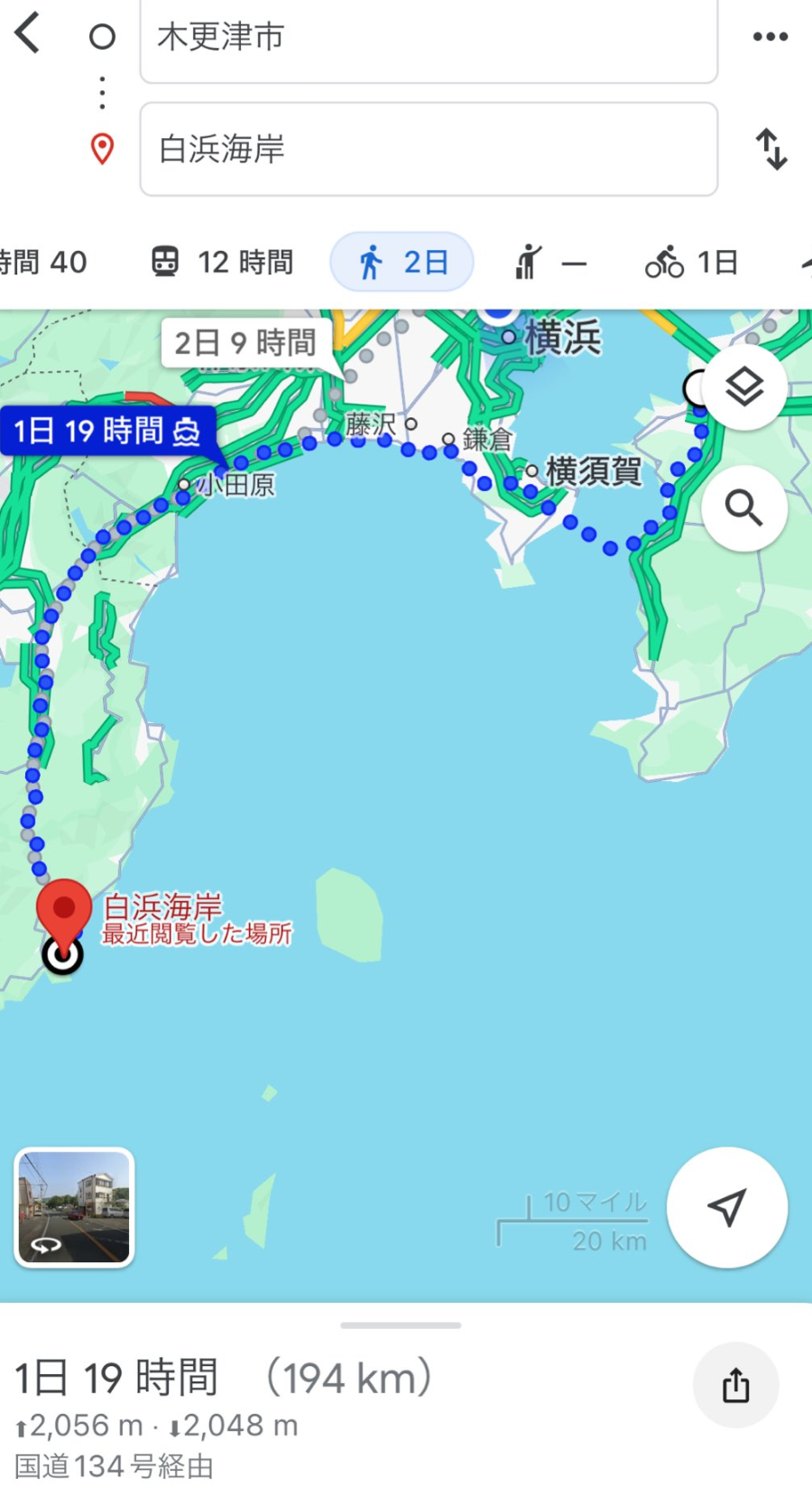 中國網友以Google地圖顯示女子落海處到被救起處的距離。翻攝X