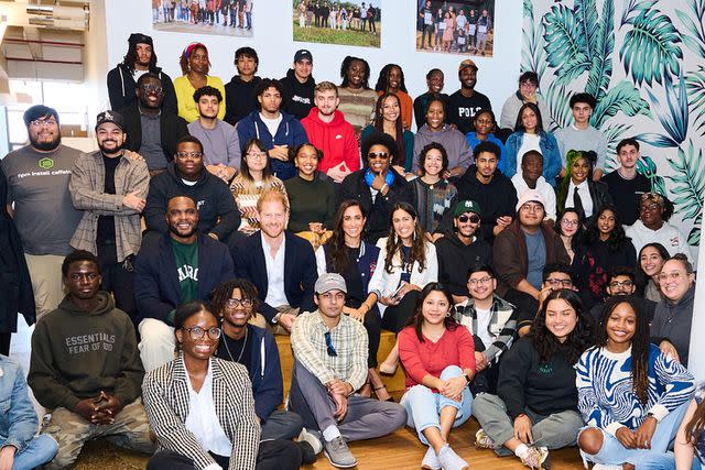 <p>Lee Morgan for The Archewell Foundation</p> Prince Harry and Meghan Markle visit The Marcy Lab School in Brooklyn, New York