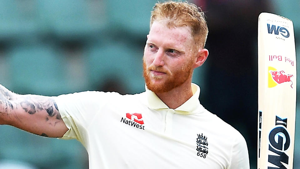 England star Ben Stokes is pictured after hitting a century against South Africa in 2020.