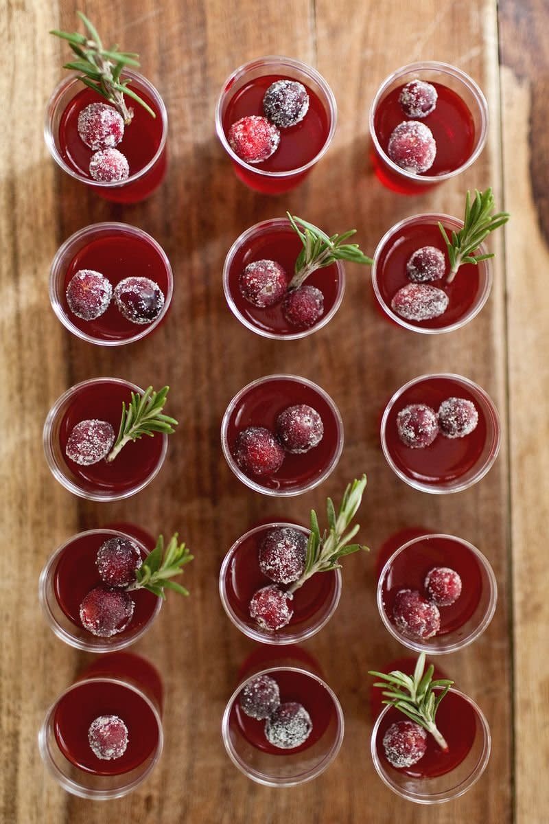 <strong>Get the <a href="http://www.abeautifulmess.com/2013/11/cranberry-jello-shots.html" target="_blank">Cranberry Jell-O Shots recipe</a> from A Beautiful Mess</strong>