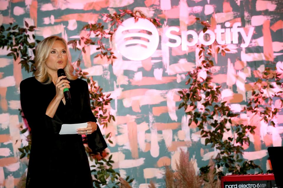 Brittany Schaffer speaks at Spotify's launch of its new podcast with country icon Reba McEntire at the Bridge Building on October 29, 2019 in Nashville, Tennessee.
