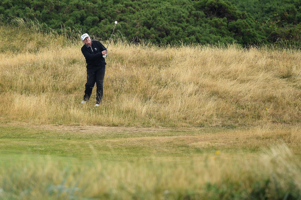 President Donald Trump has spent a total of 61 days on his Florida courses, 58 at Bedminster in New Jersey, one at Trump National Golf Club in Los Angeles and two at Trump Turnberry. (Photo: Leon Neal via Getty Images)