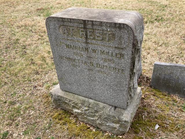 Henrietta Bowers Duterte's gravestone in Delaware County, Pennsylvania's historic Eden Cemetery, where Underground Railroad &quot;father William Still and singe Marian Anderson are also buried.