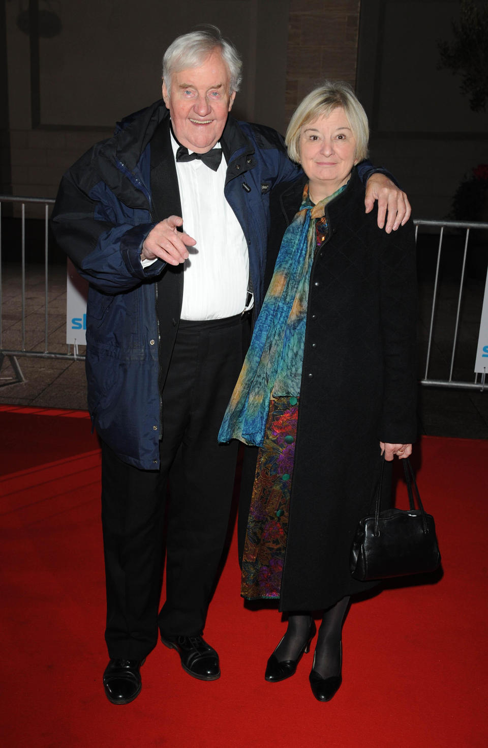 Richard Briers (Left) and his wife Ann Davies arrive at the Variety Club Showbiz Awards 2008, at the Grosvenor House Hotel in London.   (Photo by Ian West - PA Images/PA Images via Getty Images)