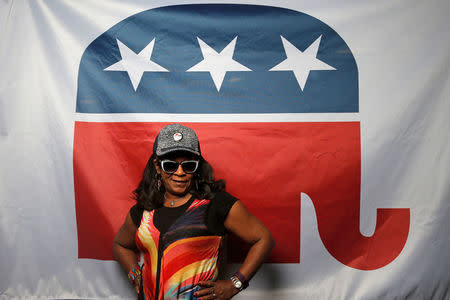 Sharon Jackson, delegate from Alaska, poses for a photograph at the Republican National Convention in Cleveland, Ohio, United States July 19, 2016. REUTERS/Jim Young
