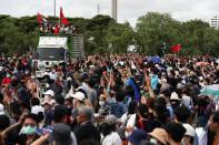 Pro-democracy protesters attend a mass rally, in Bangkok