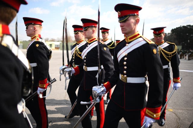 Members of the Household Cavalry, The Blues and Royals rehearsing for the Duke of Edinburgh’s funeral