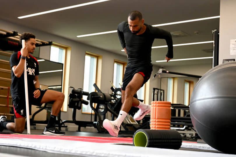 The Egyptian working hard in the gym on his first day back