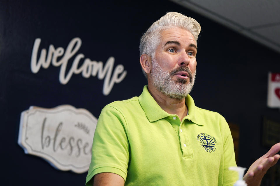 Principal Ryan Groen talks about the student experience at Phoenix Christian School PreK-8 in Phoenix, Tuesday, Oct. 25, 2022. School choice allows taxpayer money to pay for private school tuition instead of only financing public schools. (AP Photo/Ross D. Franklin)