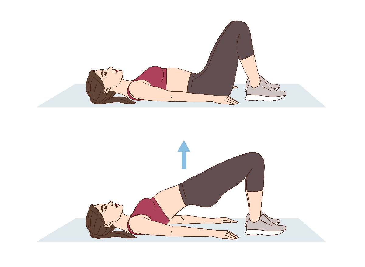illustration demonstration of how to do a hip bridge