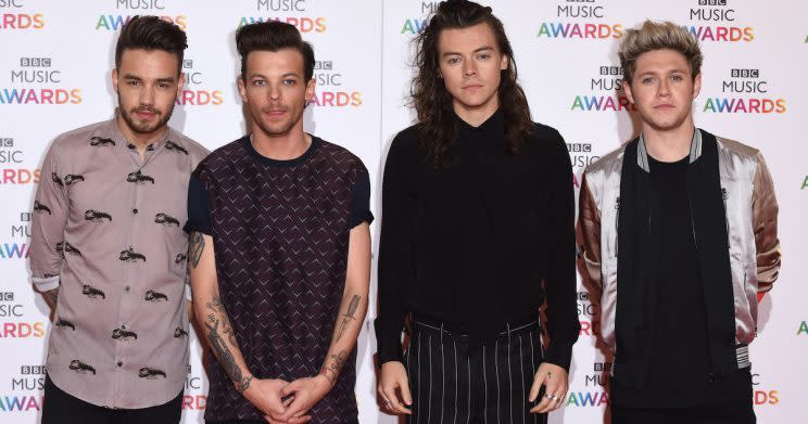 Liam Payne, Louis Tomlinson, Harry Styles and Niall Horan at the BBC Music Awards in 2015 (Copyright: David Fisher/REX/Shutterstock)