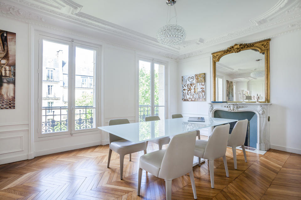 <p><strong>Location:</strong> Parc Monceau, Paris</p> <p>A classic home located five floors up from a sweeping boulevard. </p> <p>For more info, visit <a rel="nofollow noopener" href="https://www.onefinestay.com/homes/paris/avenue-niel/" target="_blank" data-ylk="slk:onefinestay.com;elm:context_link;itc:0;sec:content-canvas" class="link ">onefinestay.com</a></p>