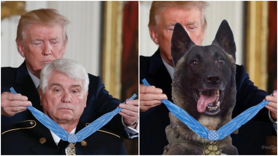 James McCloughan, left, received a Medal of Honor for his service during the Vietnam War. (Photo: Alex Brandon via AP/Twitter/@realdonaldtrump)