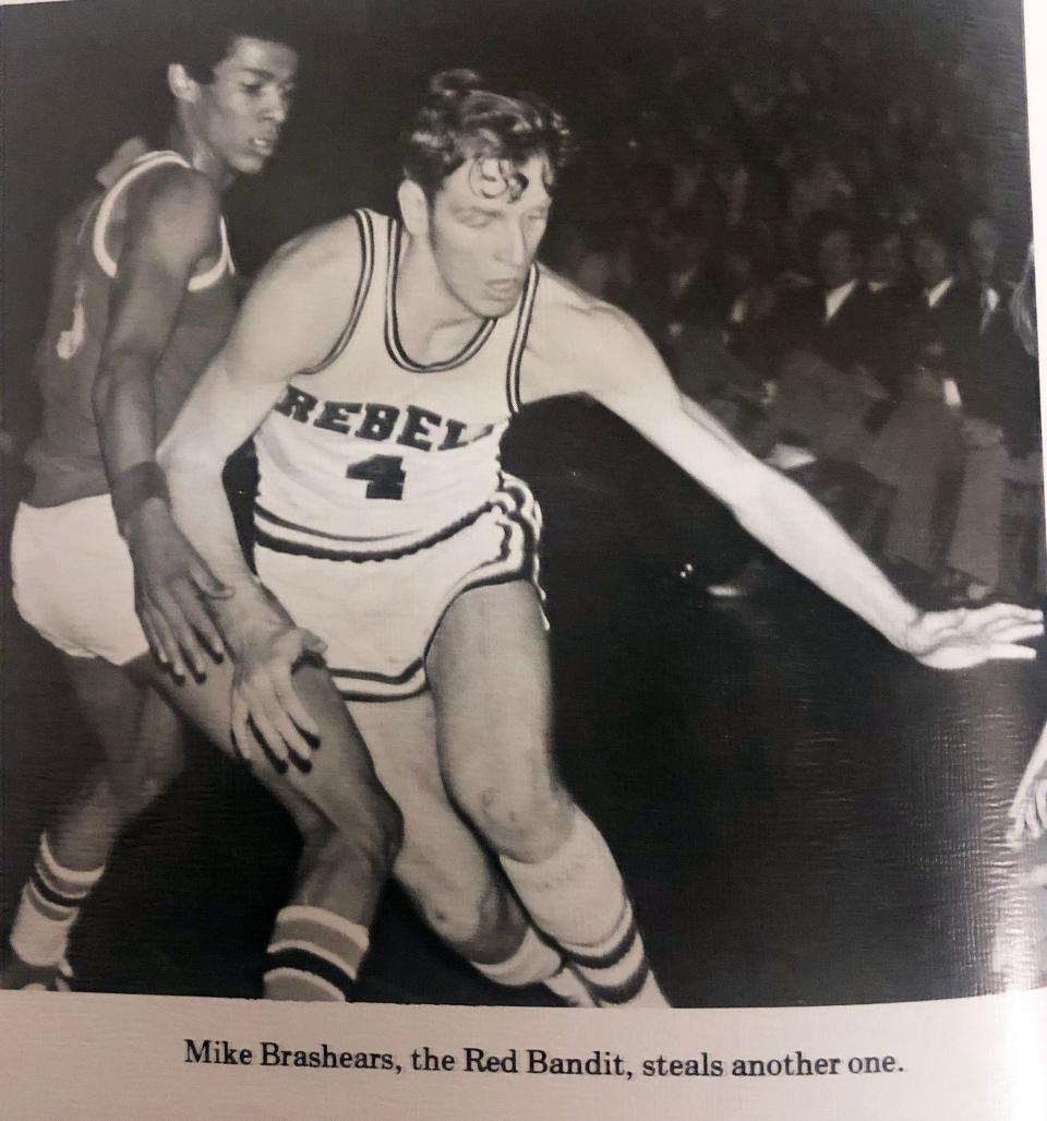 Mike Brashears, a senior on the 1973-74 South Hagerstown boys basketball team, finished the season as the Rebels' all-time leading scorer (since broken) with 1,002 points.