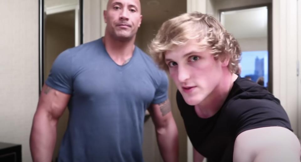 A picture of Logan Paul and Johnson filming together