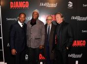 NEW YORK, NY - DECEMBER 11: Jamie Foxx, Samuel L. Jackson, Christoph Waltz and Don Johnson attend a screening of "Django Unchained" hosted by The Weinstein Company with The Hollywood Reporter, Samsung Galaxy and The Cinema Society at Ziegfeld Theater on December 11, 2012 in New York City. (Photo by Stephen Lovekin/Getty Images)