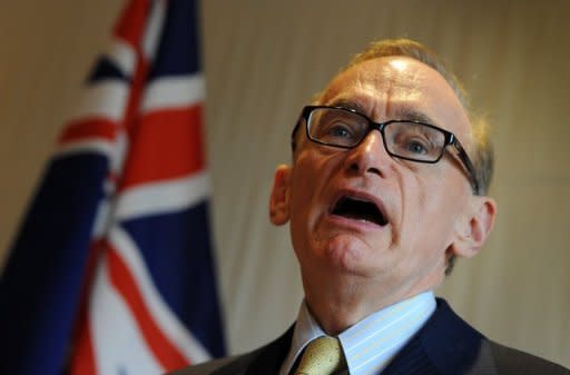 Australian Foreign Minister Bob Carr, seen here in May 2012, has renewed its call for a refugee swap deal with Malaysia after an asylum seeker boat sank off remote Christmas Island leaving up to around 90 people dead or unaccounted for