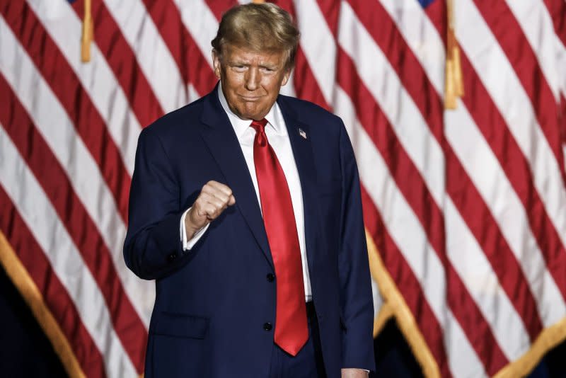 Former President Donald J. Trump won the North Dakota Republican caucuses Monday night, beating rival Nikki Haley ahead of Super Tuesday, as he moves closer to the Republican nomination. File photo by Tannen Maury/UPI