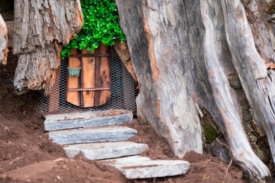 A door takes shape in the fairy garden at Point Defiance Park, on Thursday, May 23, 2024, in Tacoma.