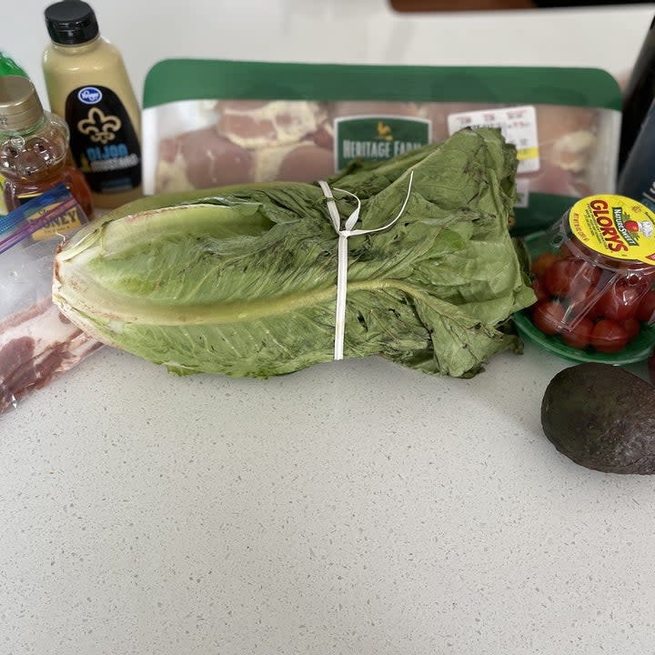 Ingredients for the chicken and avocado salad