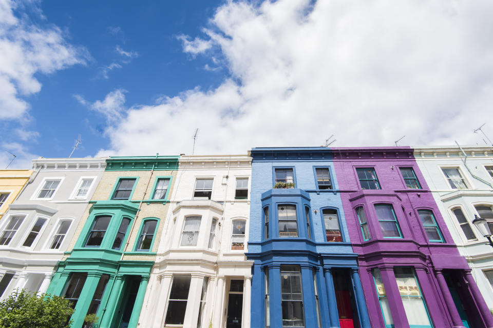 A row of houses in Notting Hill, London, a few minutes was from the Grenfell Tower. The borough of Kensington and Chelsea is one of the most polarised in Great Britain, with some of the most expensive real estate in the UK just a short walk from several of the most deprived wards in the country - including the area around the Grenfell Tower. Picture date: Wednesday July 12th, 2017. Photo credit should read: Matt Crossick/ EMPICS Entertainment.