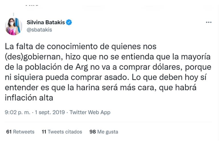 Silvina Batakis y su postura sobre el dólar