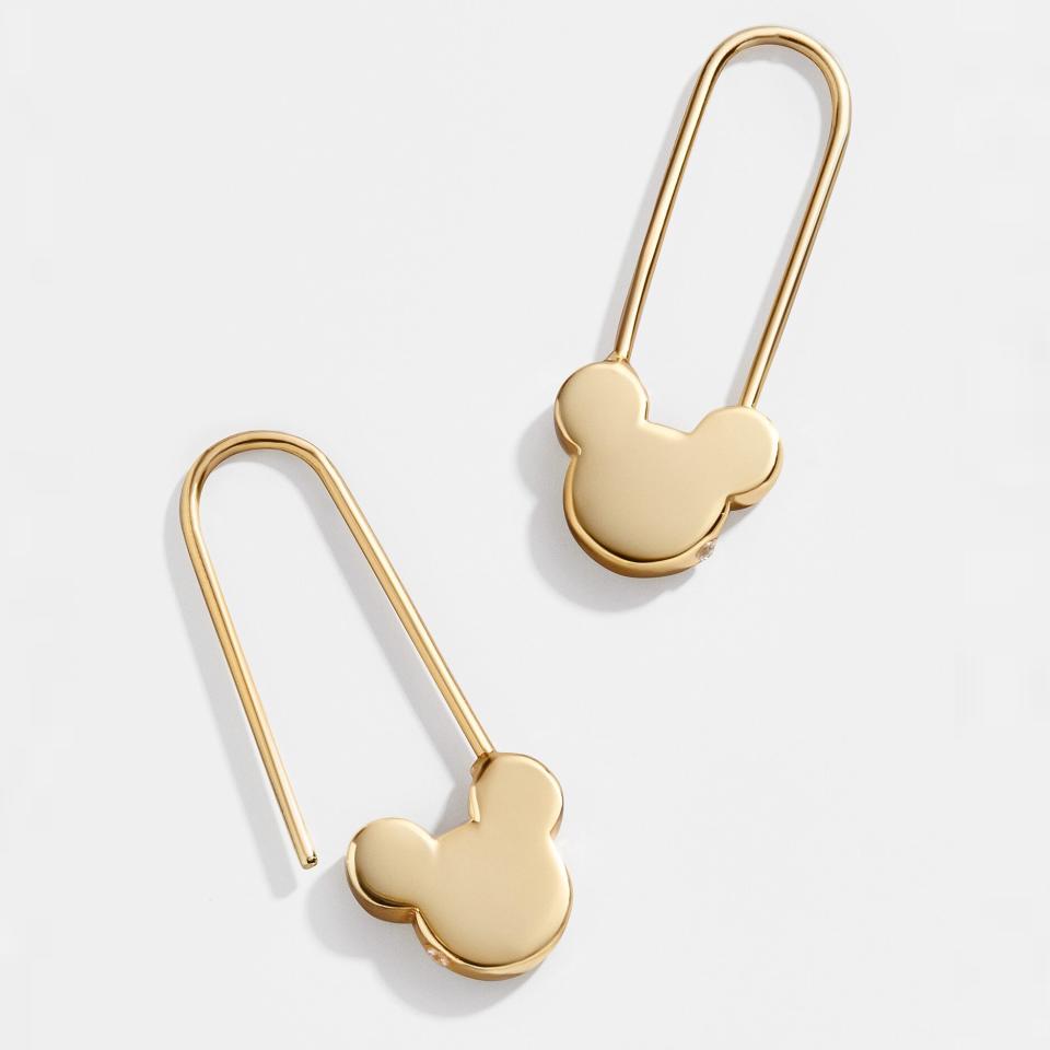 Mickey Mouse 18K Gold Safety Pin Earrings