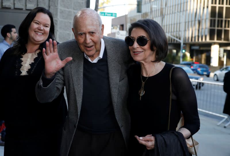 Actor Reiner and his wife Estelle pose at a premiere of the HBO documentary "If You're Not In the Obit, Eat Breakfast" in Beverly Hills