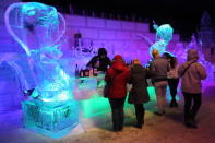 BRUGGE, BELGIUM - DECEMBER 05: Ice Sculptures are displayed at the Snow and Ice Sculpture Festival on December 5, 2012 in Brugge, Belgium. (Photo by Mark Renders/Getty Images)