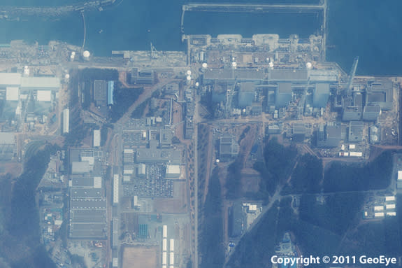 Satellite image of the Fukushima Daiichi power plant three days after the March 2011 earthquake struck.