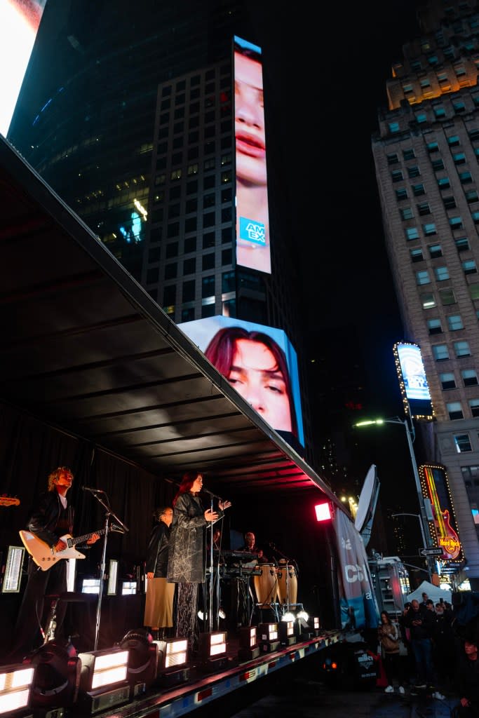 Dua Lipa took over Times Square less than 24 hours after serving as host and musical guest on “Saturday Night Live.” WireImage