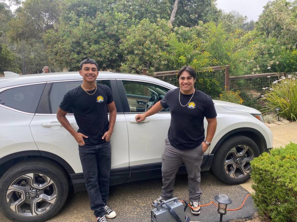 Bronco football players Alex De Alba, left, and Adair Ponce have launched an auto detailing service to save money for college.