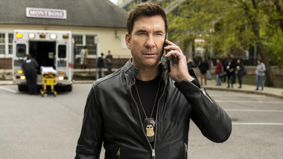 Dylan McDermott as Supervisory Special Agent Remy Scott on the phone in FBI: Most Wanted season 4