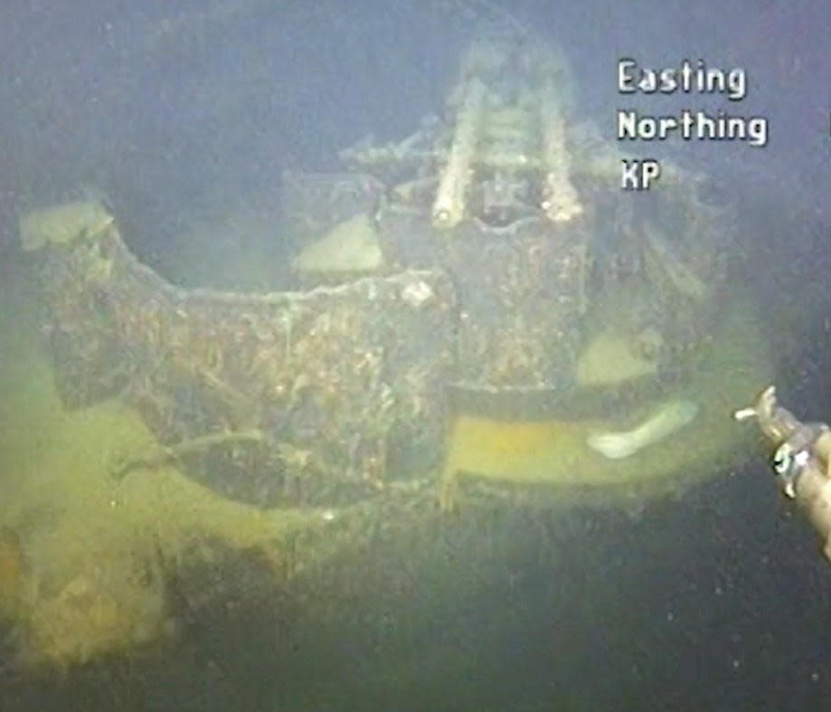 An element of sunken German WWII warship cruiser 