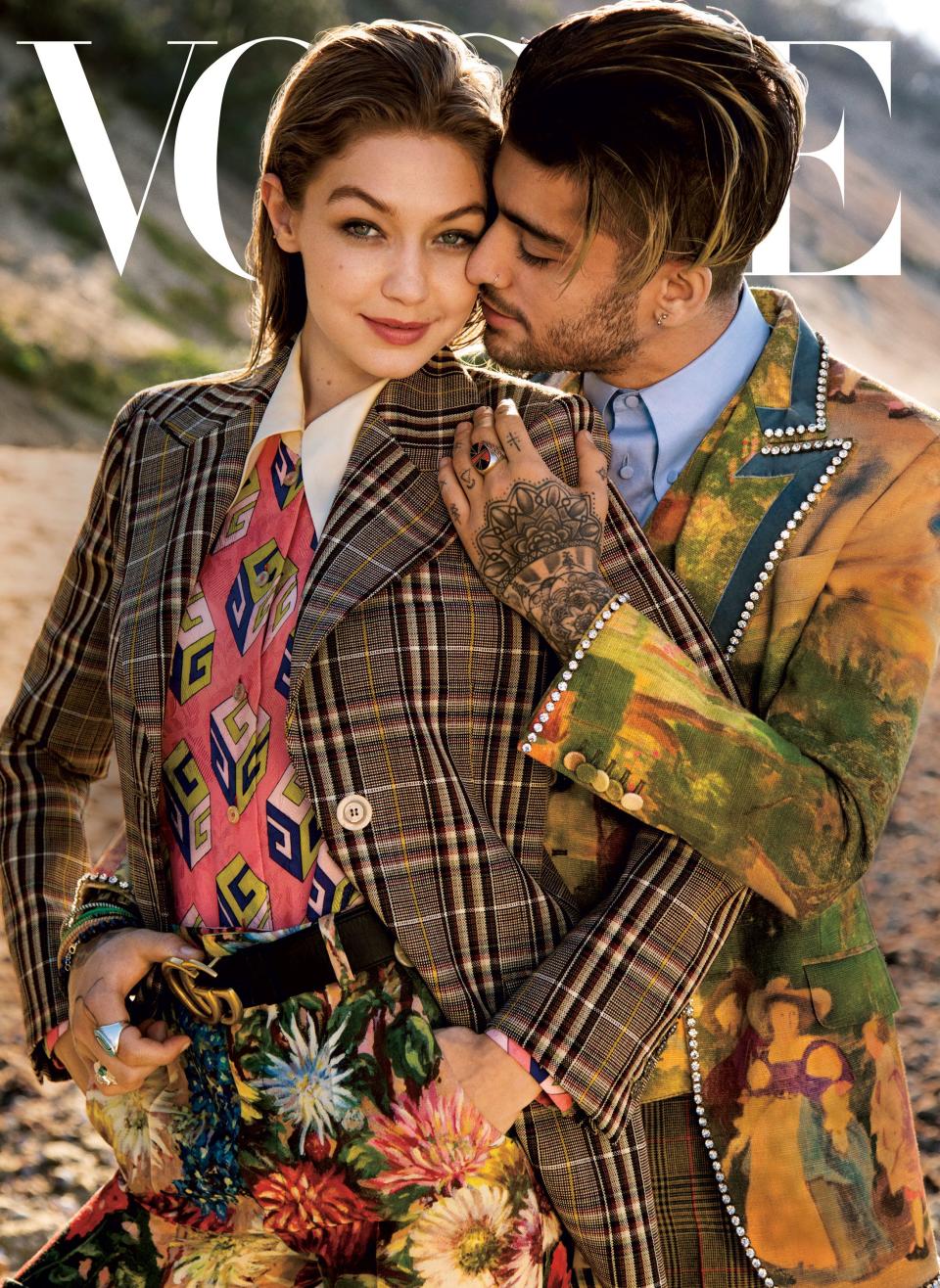 <p>18. Zayn and his ladylove looked h-o-t on the August 2017 cover of <em>Vogue</em> — though the article didn’t get a great reception. (Photo: Vogue) </p>