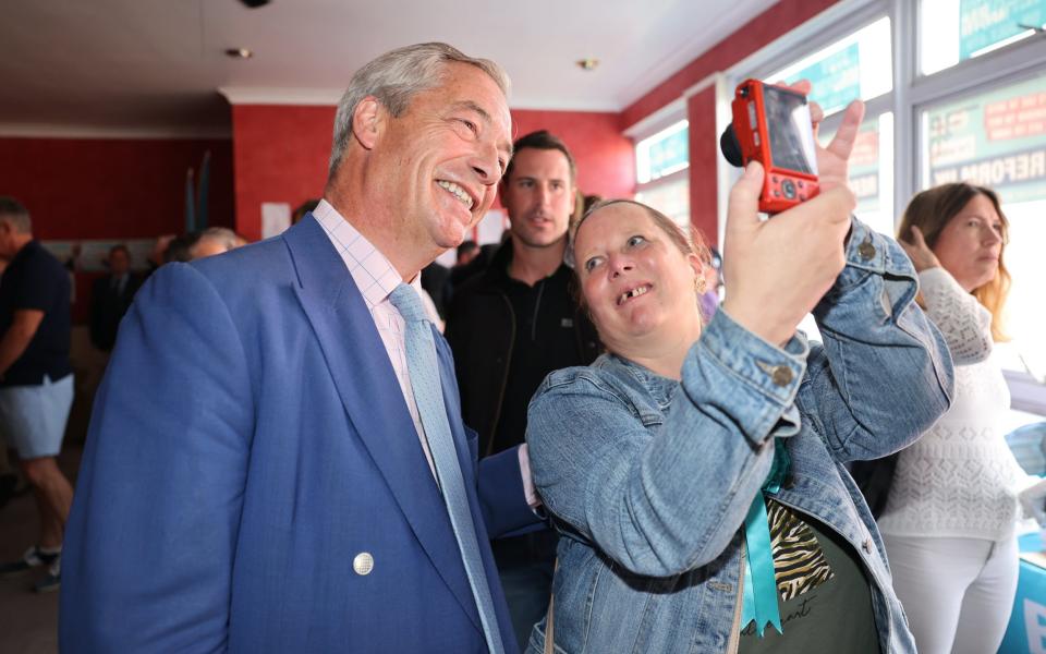 Reform UK party leader Nigel Farage campaigns in Clacton