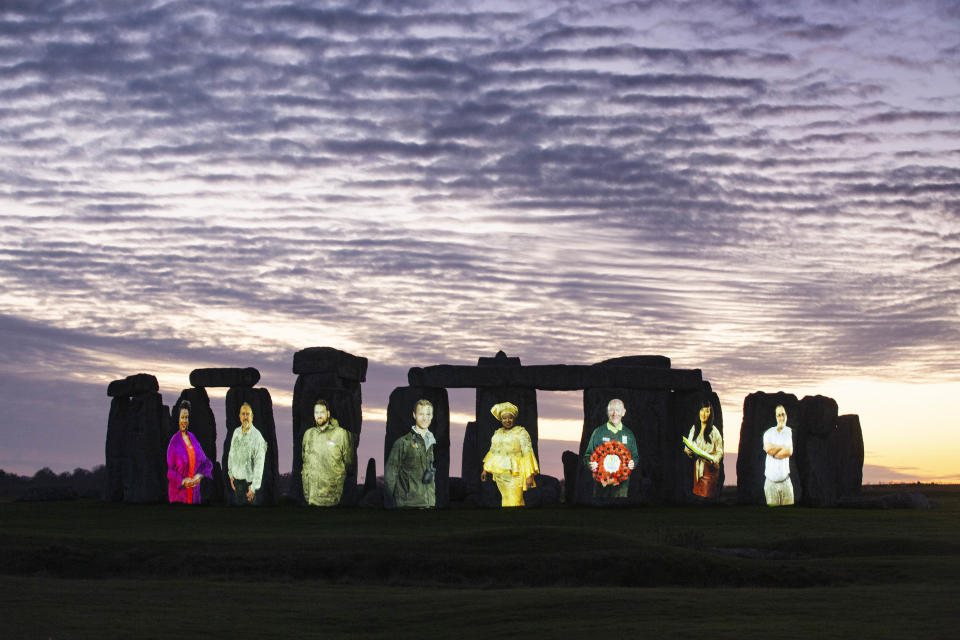 The 5,000-year-old sarsen stones of Stonehenge have been illuminated with images of unsung heritage champions from across the UK, who with the help of National Lottery funding, have kept heritage accessible during the pandemic and beyond