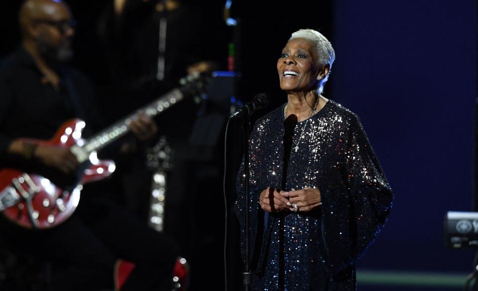 DIonne Warwick performs onstage during the 2023 MusiCares Persons of the Year gala honoring Berry Gordy and Smokey Robinson. (Photo: Valerie Macon / AFP)