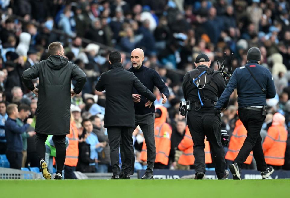 Pep Guardiola’s Manchester City side may be all that stands between Arteta and Arsenal’s first league title in 20 years (Getty Images)