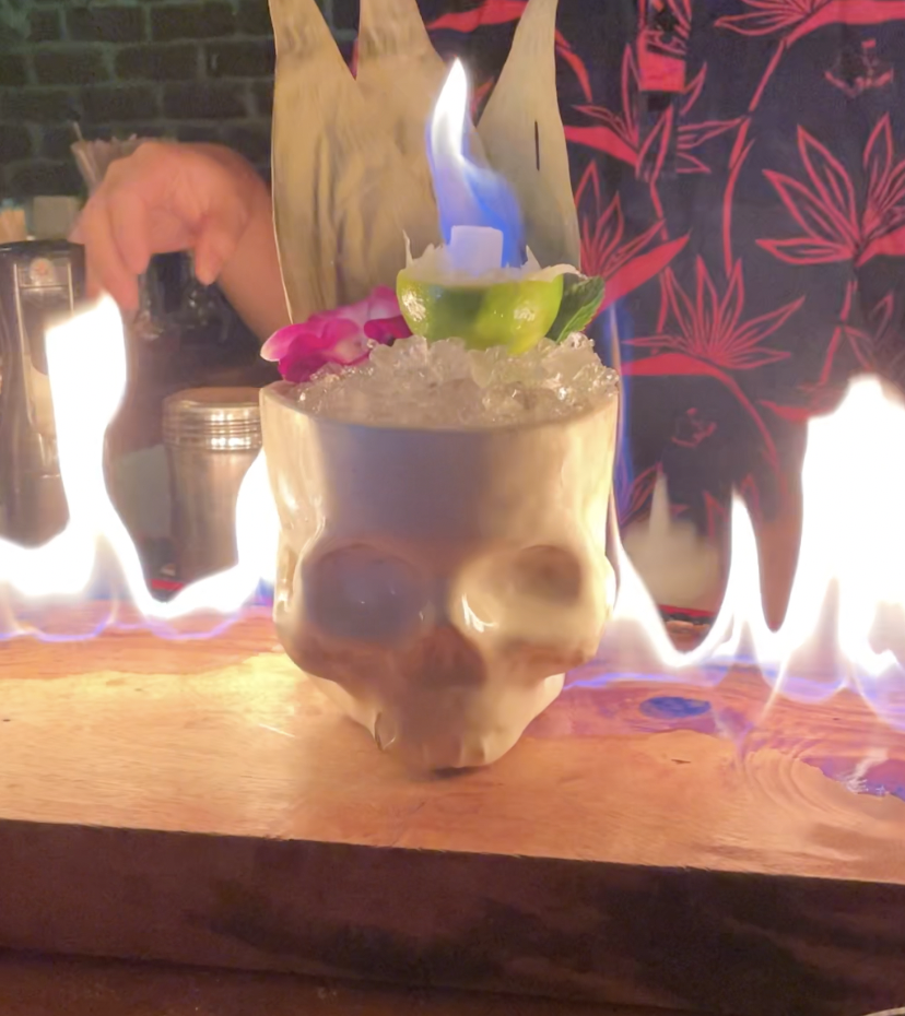The namesake cocktail of Skull & Crown is a spectacle.