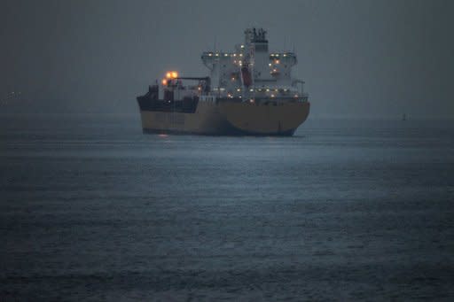 File picture shows a cargo ship waiting in the harbor to enter ports in New York and New Jersey. The plodding US economy, meager job growth and market tensions over Europe's debt crisis will hang over Federal Reserve policymakers when they meet next week