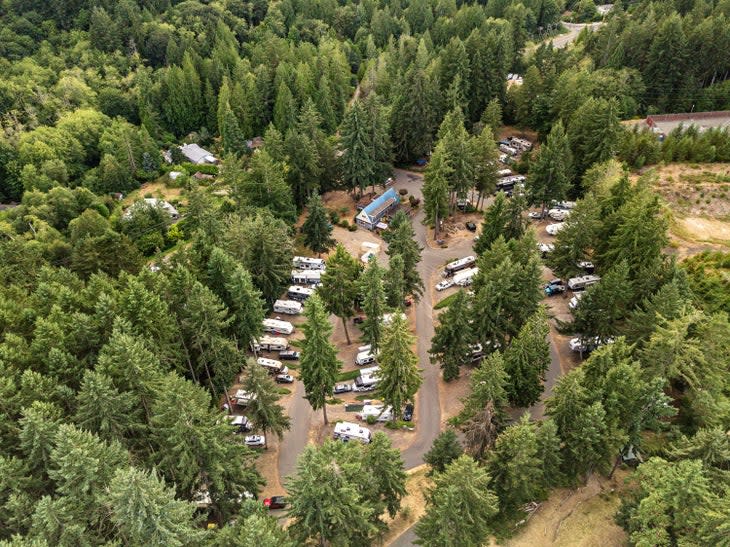 Park your RV under the pines at Gig Harbor RV Resort