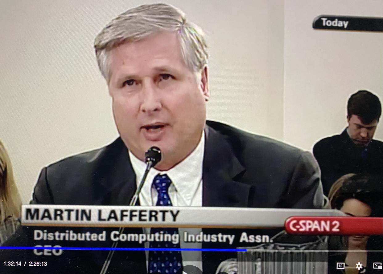  Martin Lafferty speaking at a Congressional hearing in 2004. 