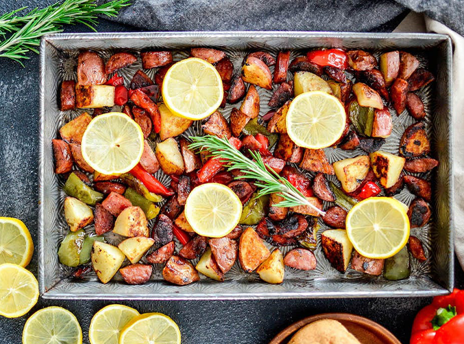 Sheet-Pan Roasted Potatoes, Sausage and Peppers
