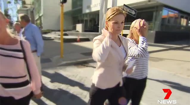 Michelle Fernandez leaves court in Perth. Photo: 7 News